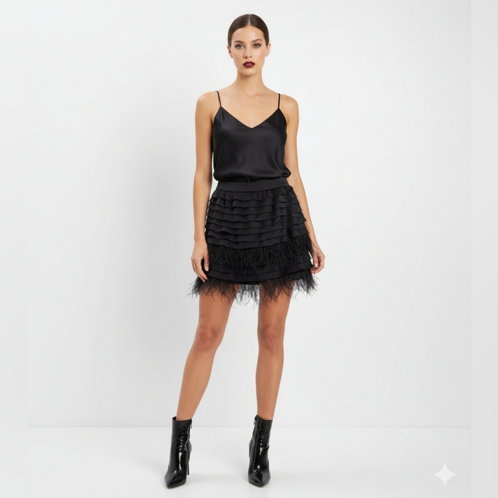 BCBGMaxAzria Black Ruffled Mini Skirt